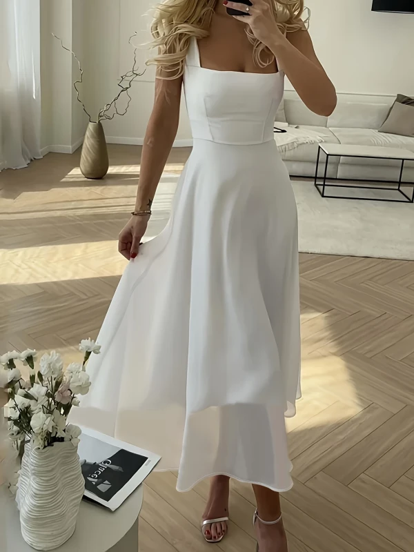 Elegant Square Neck Spaghetti Strap